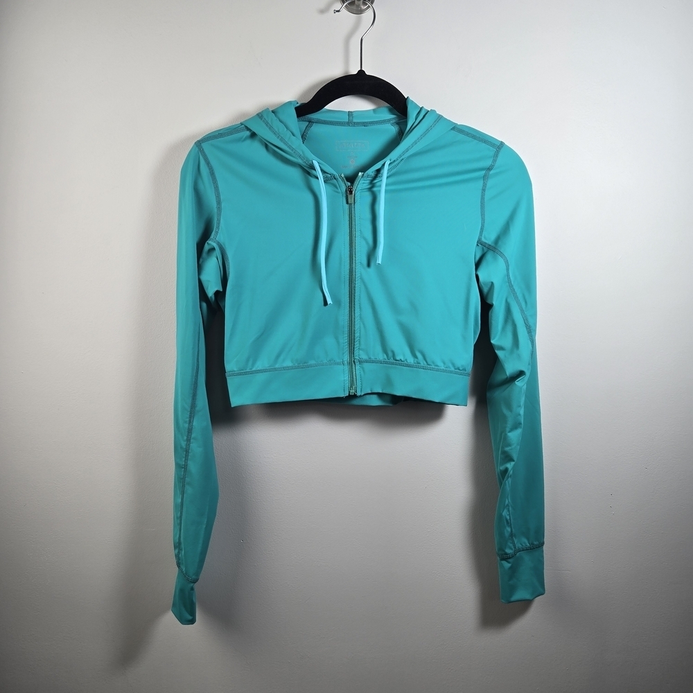 Athleta Blue Cropped Hoodie Sweatshirt